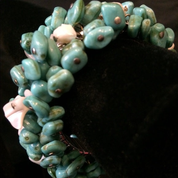 Vintage stuning turquoise/mother of pearl bracelet - Picture 2 of 5
